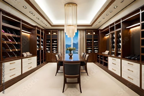 Wallpaper Mural A glamorous walk-in closet with rows of designer shoes and handbags Torontodigital.ca