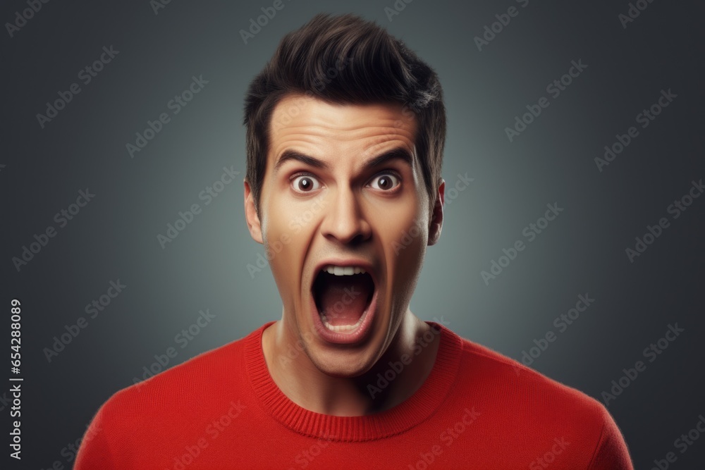 A man wearing a red sweater is captured in the image, making a humorous expression. This picture can be used to add a touch of humor to various projects. A man wearing a red sweater is captured in the image, making a humorous expression. This picture can be used to add a touch of humor to various projects.
