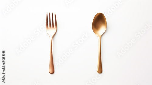 fork and spoon isolated on white background.