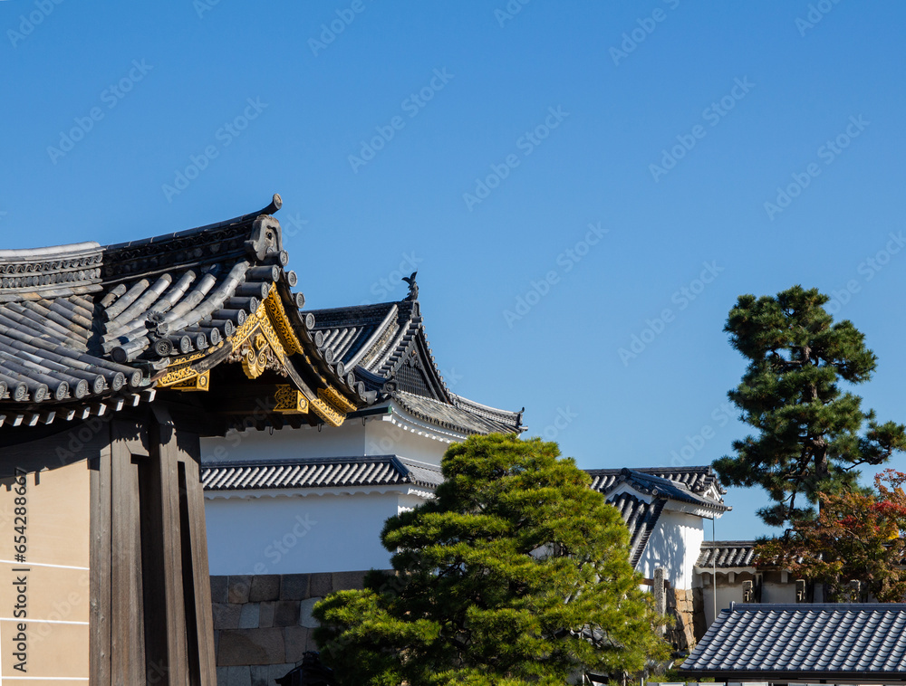 Japanese traditional roof design in architecture, close-up Japanese traditional roof design in architecture, close-up