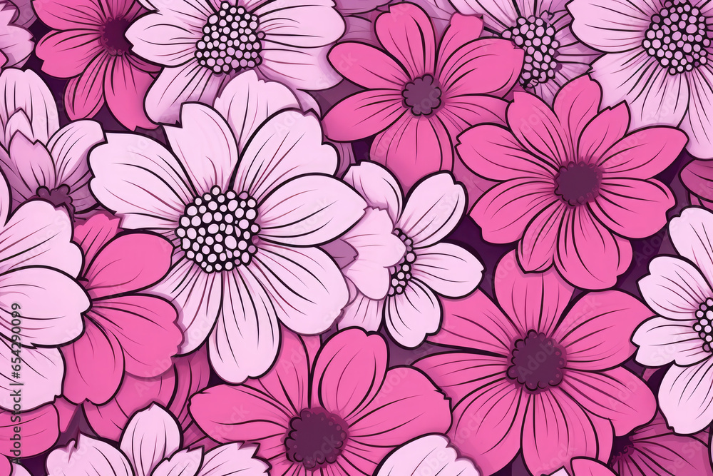 Abstract pink flower pattern.Anti-stress coloring book for children and adults.