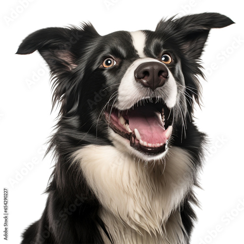 Fotobehang Portrait of happy border collie puppy isolated on white background