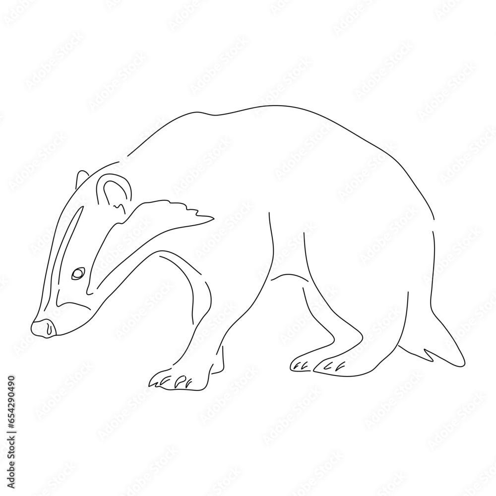 Hand-drawn Badger. Vector editable stroke. Hand-drawn Badger. Vector editable stroke.