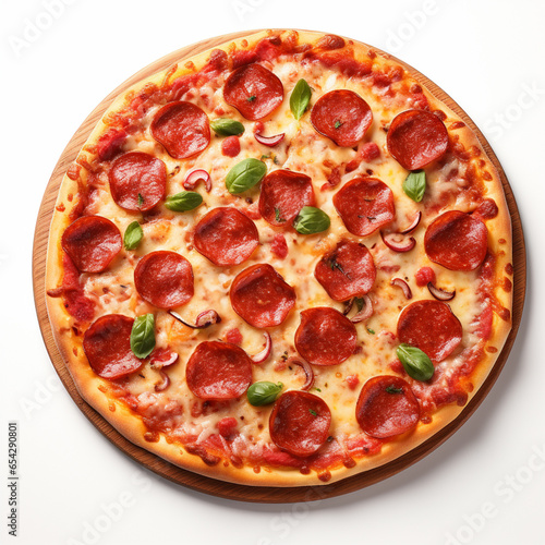Tasty pepperoni pizza isolated on white, ai technology