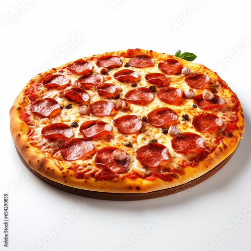 Tasty pepperoni pizza isolated on white, ai technology