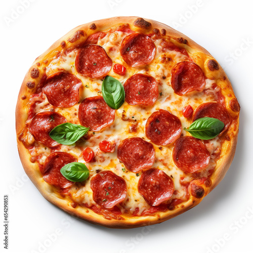 Tasty pepperoni pizza isolated on white, ai technology