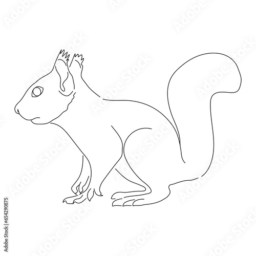 Sketch drawing of a Squirrel isolated on a white background. Vector editable stroke.