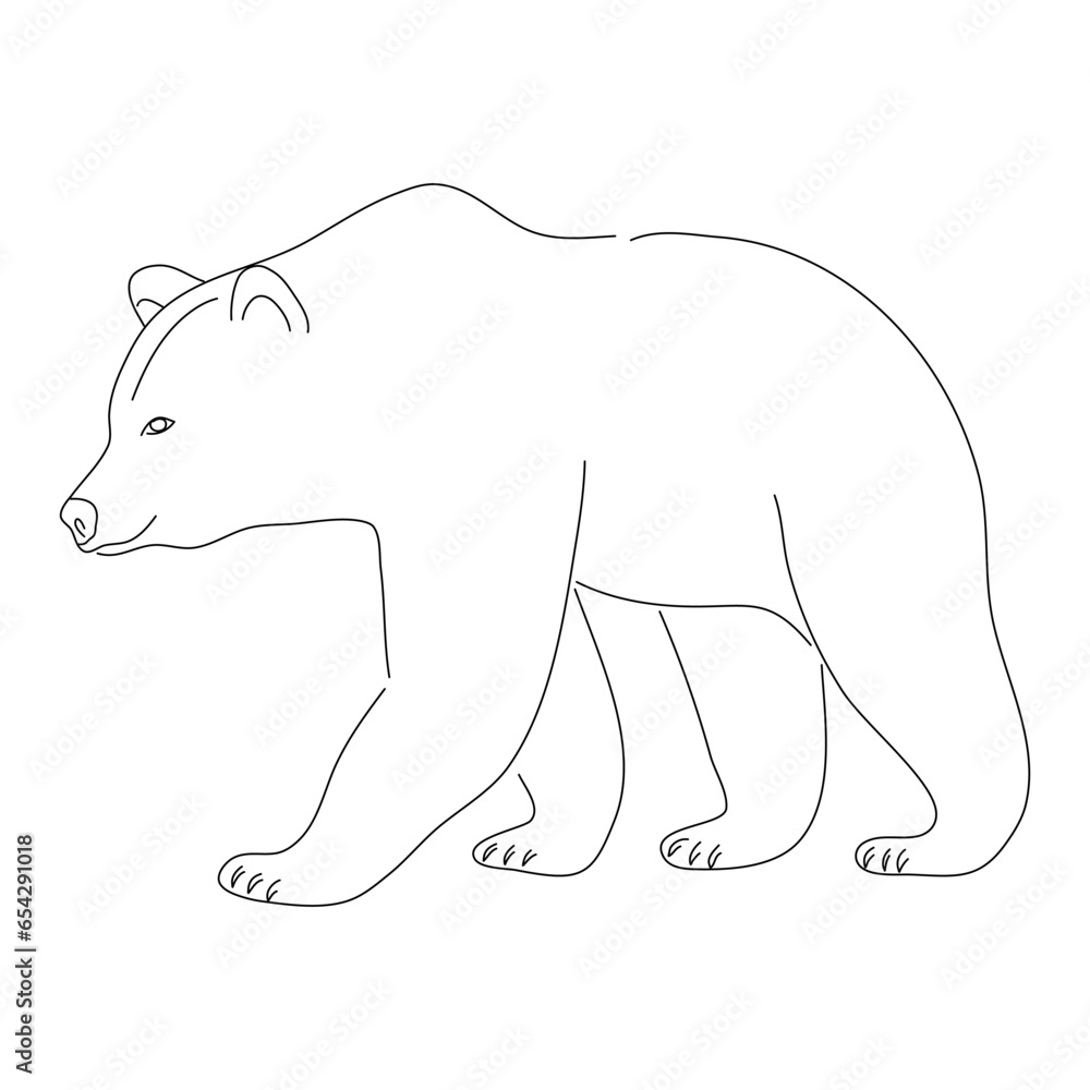 Hand-drawn Brown bear. Vector editable stroke. Hand-drawn Brown bear. Vector editable stroke.
