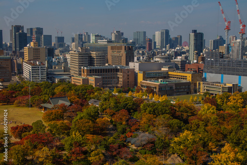 View of the city from Osaka Castle, Japan