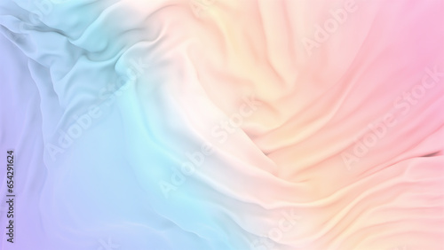 3d rendered abstract soft rainbow gradient color cloth view from above.