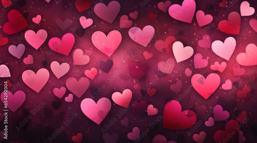 Valentine's Day background with hearts, Generative AI