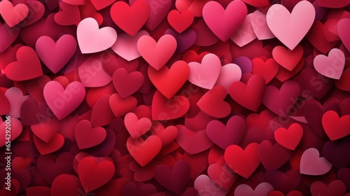 Valentine's Day background with hearts, Generative AI