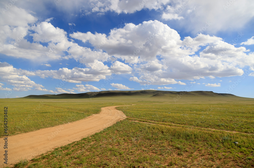 Fototapeta premium The fascinating steppe of Mongolia with its skies