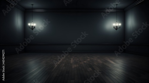 Empty dark room in night 
