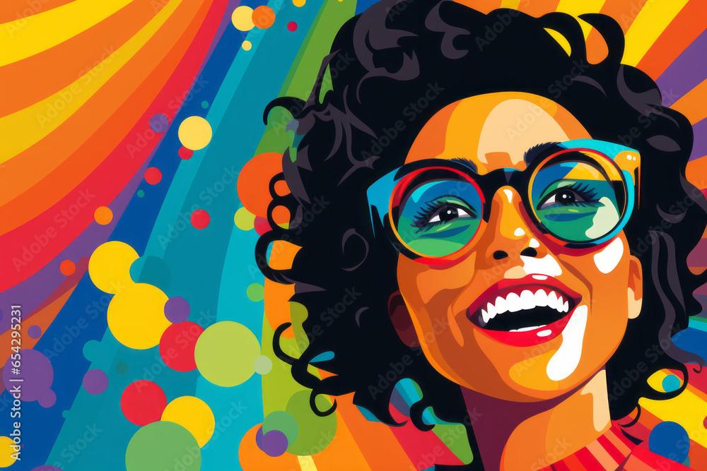 Colorful Portrait of a Cheerful Black Woman with a Playful Smile