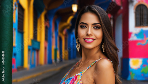 Colombian Charisma Stunning Girl Amidst Colorful Colombian Streets