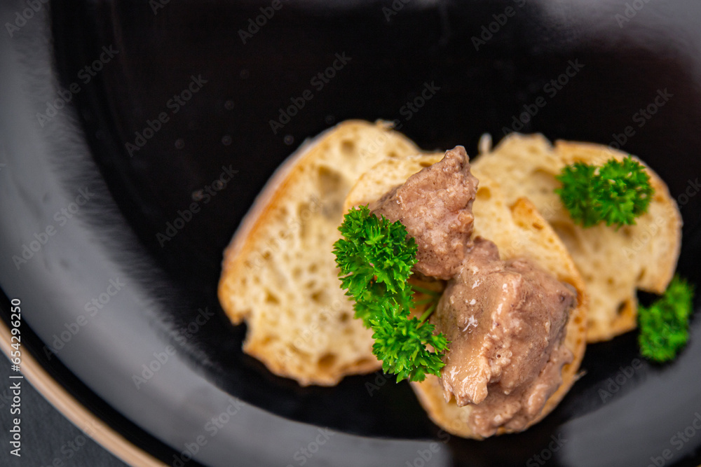 Cod liver seafood snack appetizer meal food on the table copy space food background rustic top view Cod liver seafood snack appetizer meal food on the table copy space food background rustic top view