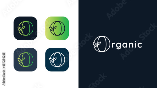 Green Organic logo, A set of Organic leaves on a white background, for logos, designs, for the symbolism of the green planet