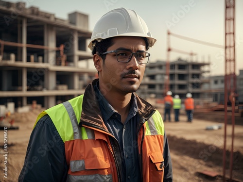 portrait of a construction worker at their site