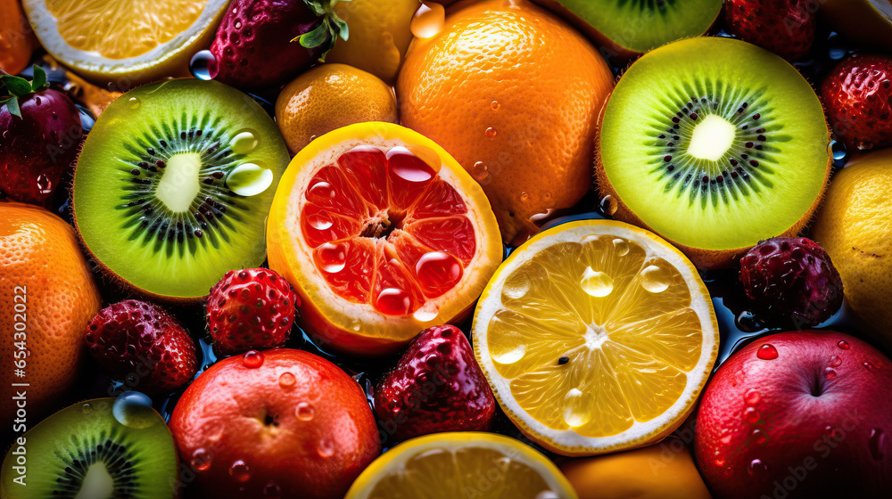 Juicy and Vibrant Fruits on a pile Juicy and Vibrant Fruits on a pile