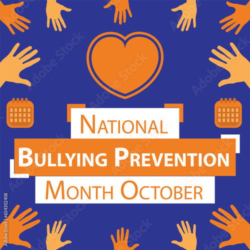 National Bullying Prevention Month vector banner design. Happy ​National Bullying Prevention Month modern minimal graphic poster illustration.