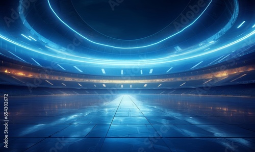 Modern and futuristic architecture of sport arena as event background. Generative AI photo