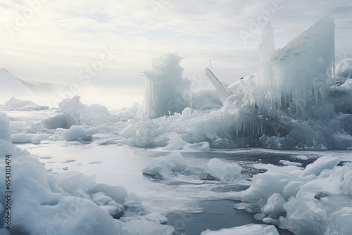 An inhospitable frozen landscape or icescape photo