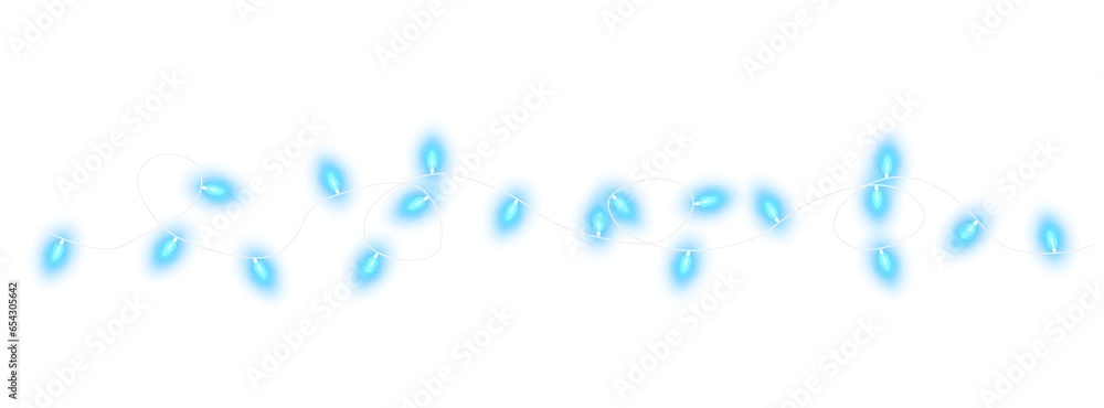 Pale blue christmas glowing garland. Christmas lights. Colorful Christmas garland. The light bulbs on the wires are insulated. PNG. Pale blue christmas glowing garland. Christmas lights. Colorful Christmas garland. The light bulbs on the wires are insulated. PNG.