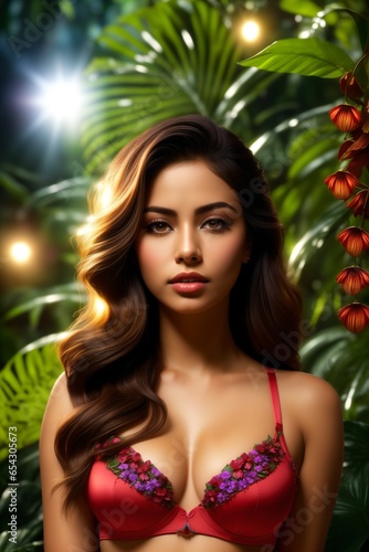 Beautiful young woman in red bikini 