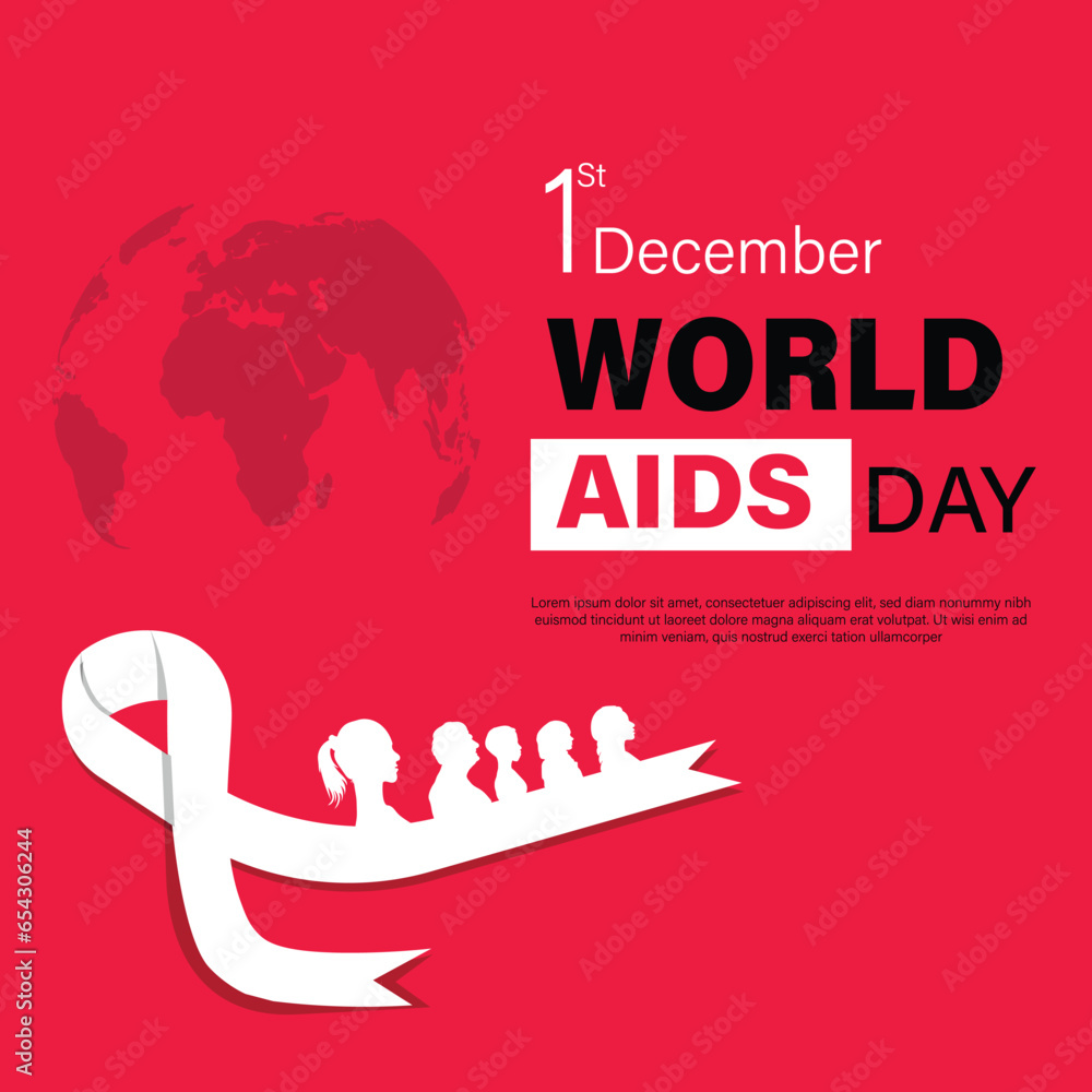 World AIDS day december 1 th. awareness red ribbon as Symbol HIV and ...