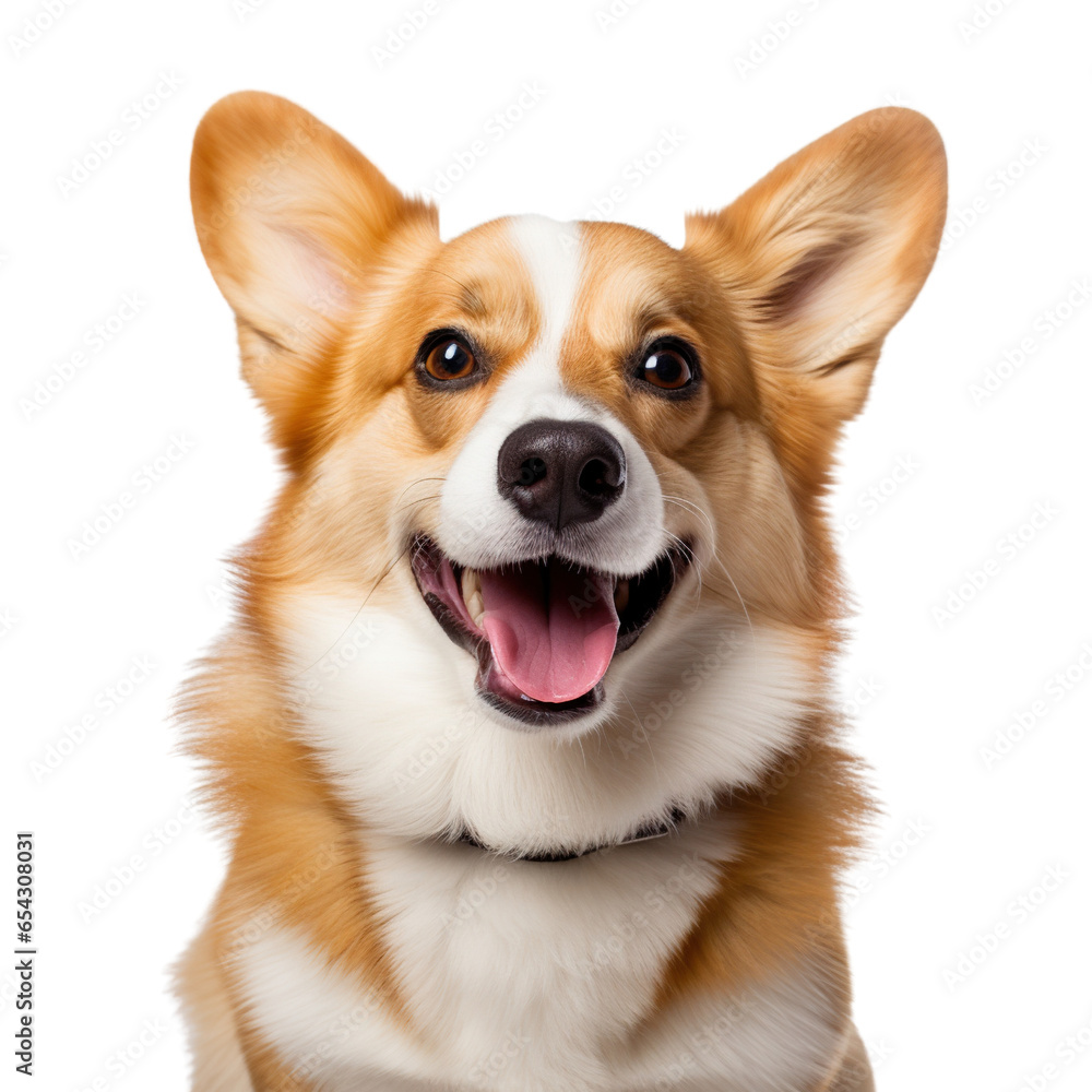 Portrait of happy Corgi dog looking at camera isolated on white background Portrait of happy Corgi dog looking at camera isolated on white background