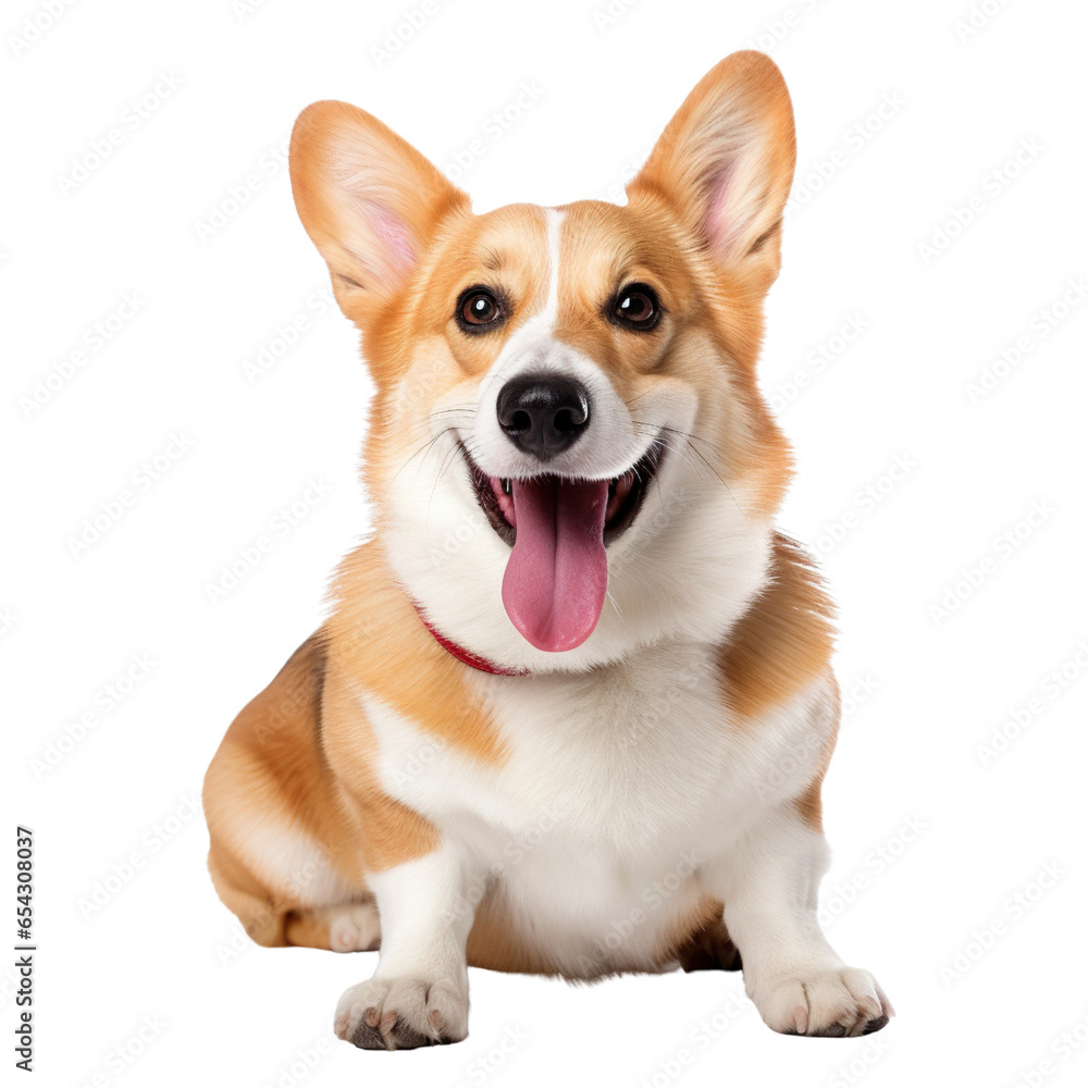 Funny Pembroke Welsh Corgi sitting on white background Funny Pembroke Welsh Corgi sitting on white background