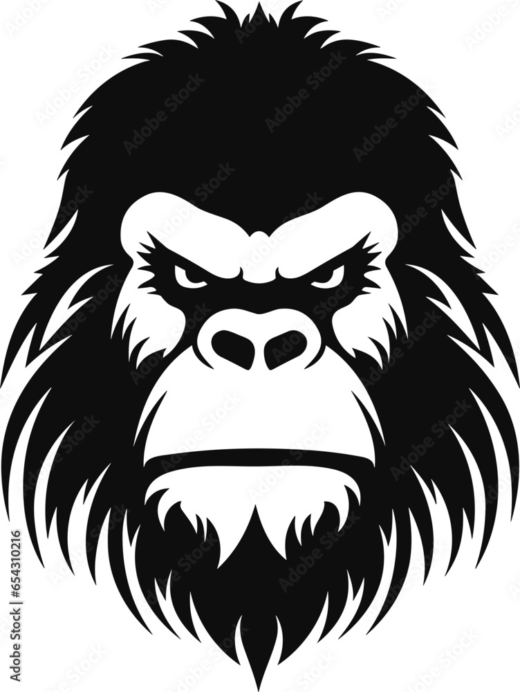 Bigfoot Face Black Color Vector Illustration
