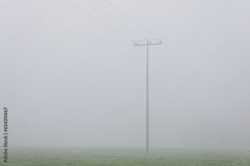 electric line in thick fog