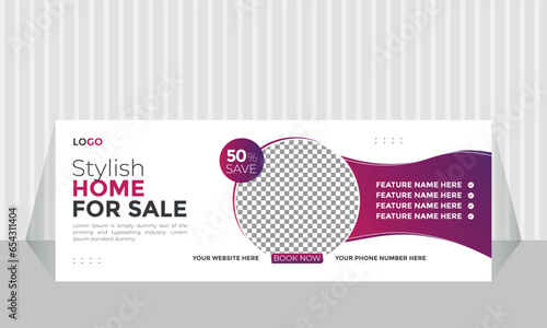 stylish home sale vector real estate facebook cover template design