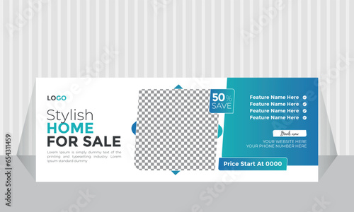 stylish home sale vector real estate facebook cover template design