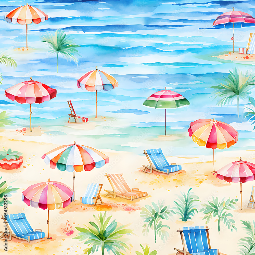 Watercolor Beach Pattern

