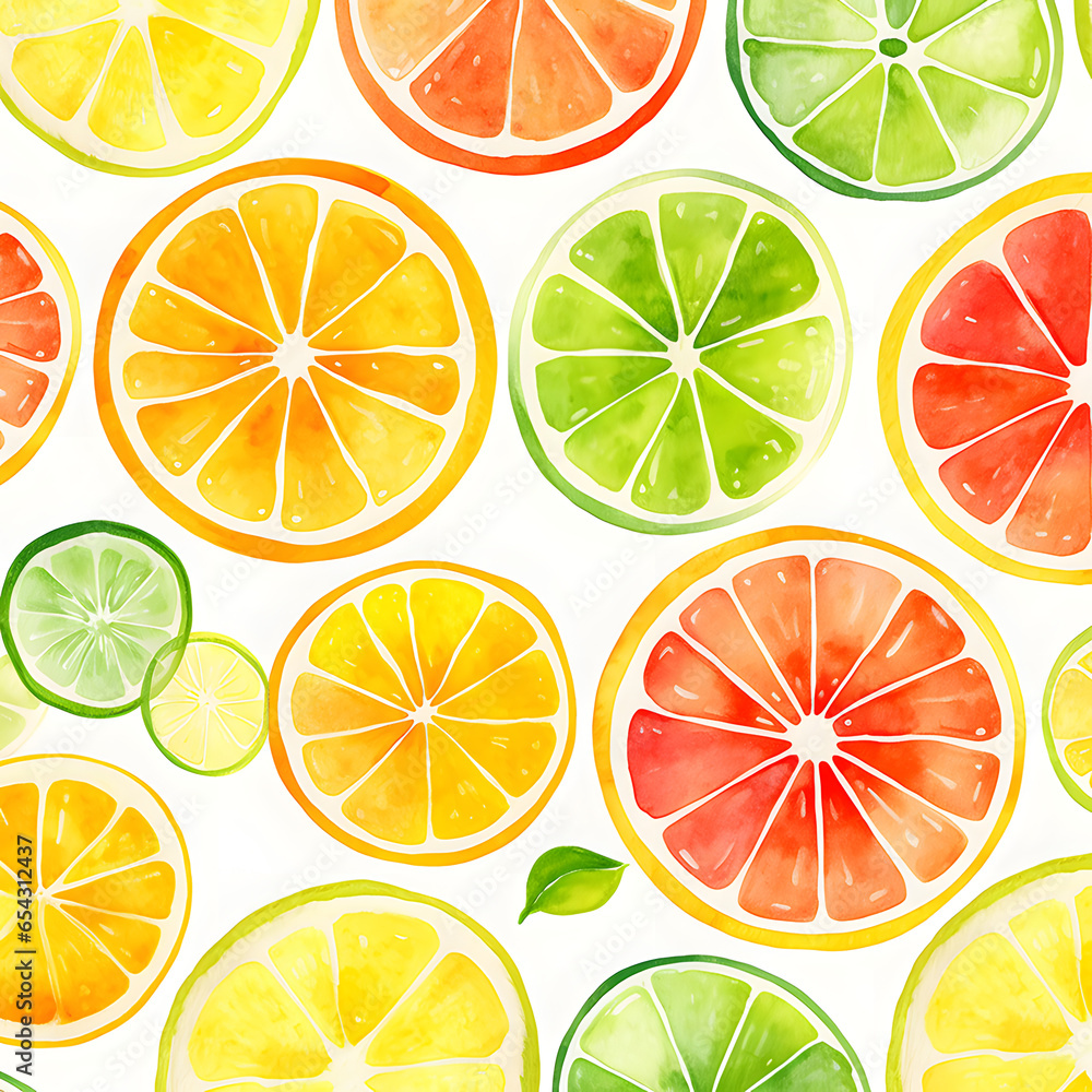 Watercolor Citrus Pattern
