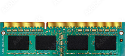 Macro shot of a random access memory computer stick on white