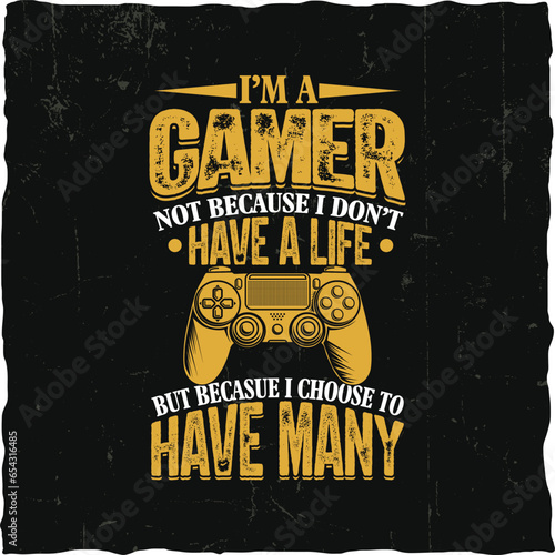 Gamer typography t shirt design