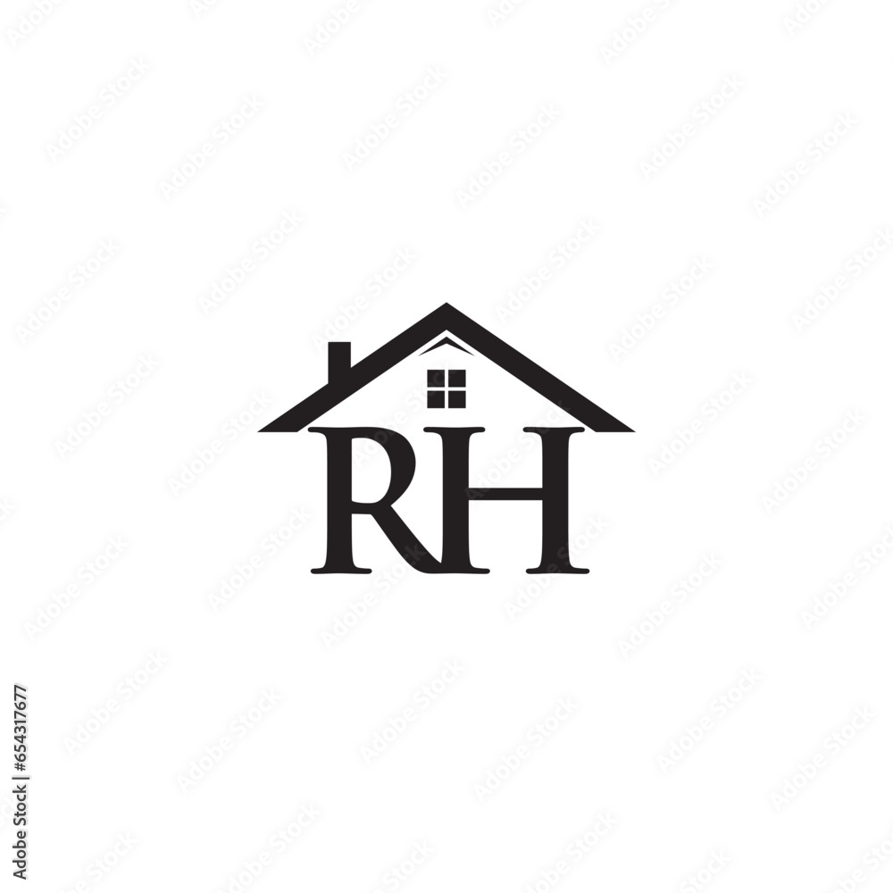 Letter RH and House logo or icon design Letter RH and House logo or icon design