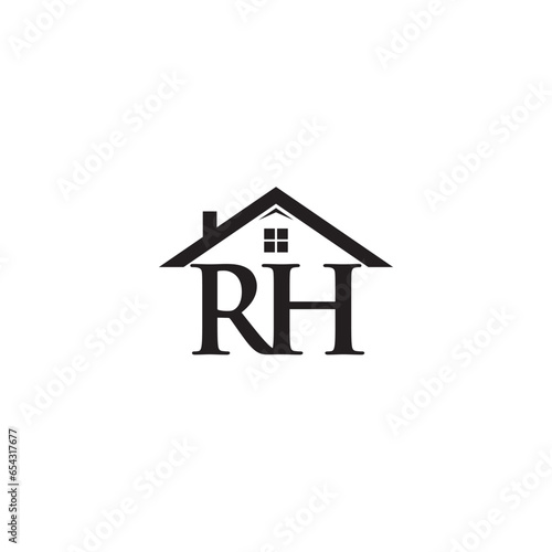 Letter RH and House logo or icon design