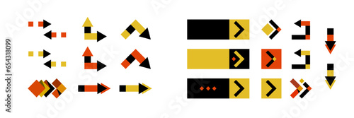 Set of arrow icons, badges and tags vector illustration