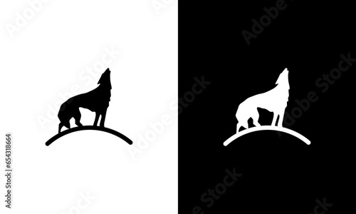 wolf style line logo design vector
