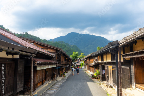 Tsumago juku   Edo village on Enakyo Nakasendo trails during summer morning at Gifu   Japan   29 August 2019