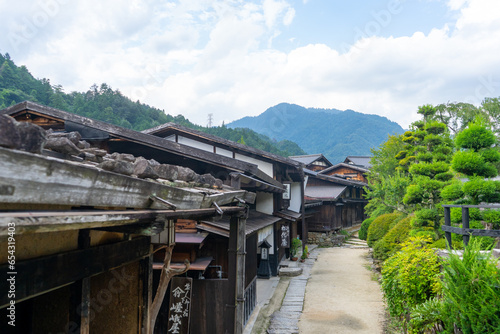 Tsumago juku , Edo village on Enakyo Nakasendo trails during summer morning at Gifu , Japan : 29 August 2019