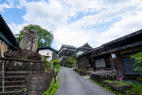 Tsumago juku , Edo village on Enakyo Nakasendo trails during summer morning at Gifu , Japan : 29 August 2019