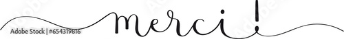 MERCI! (THANK YOU! in French) black brush calligraphy banner on transparent background
