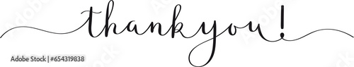 THANK YOU! black brush calligraphy banner on transparent background