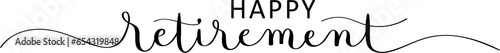 HAPPY RETIREMENT black brush calligraphy banner on transparent background